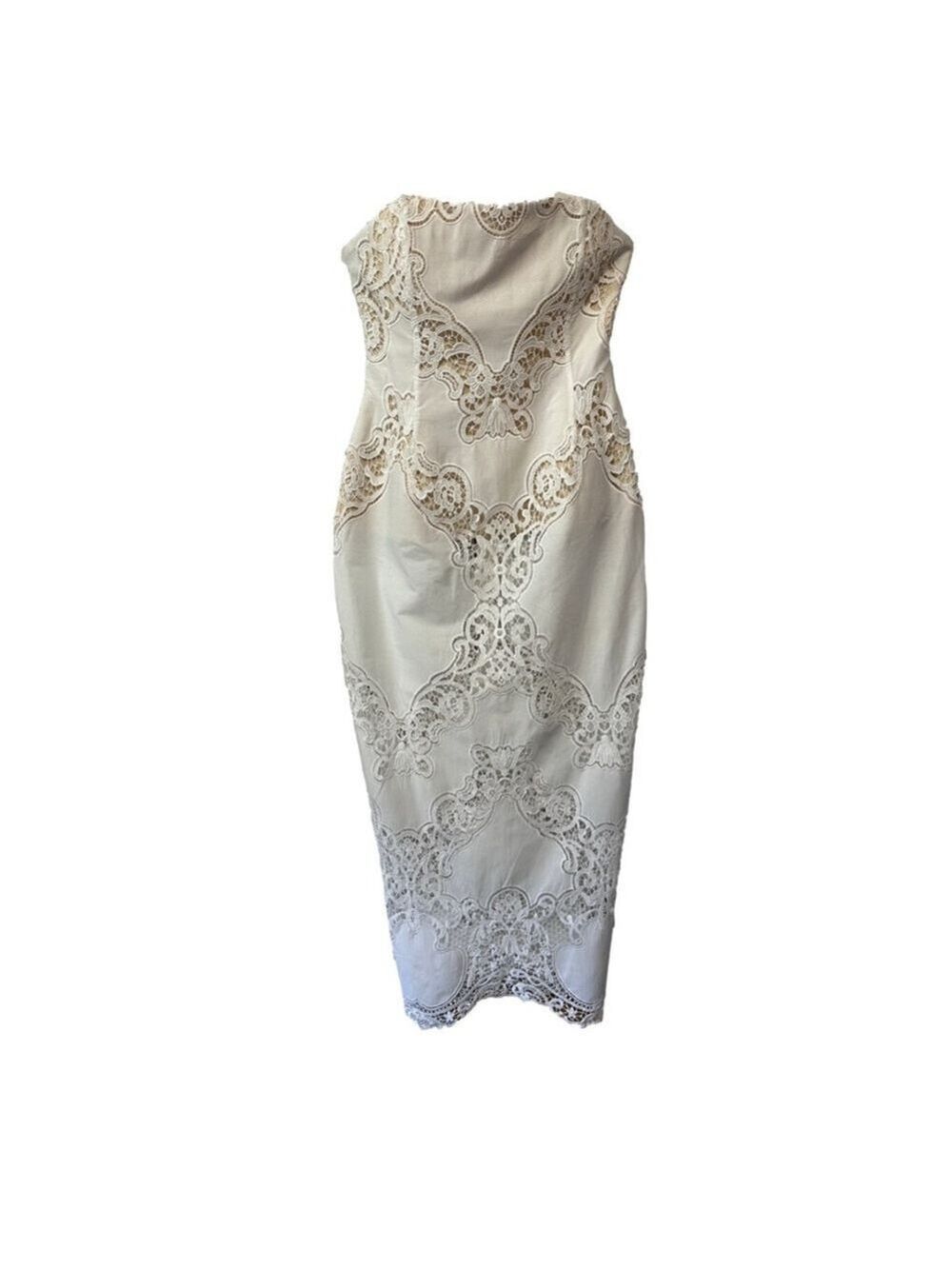 Magda Butrym Strapless Midi Dress • White Lace Cutout • Size 36 • New With Tags - Picture 2 of 11